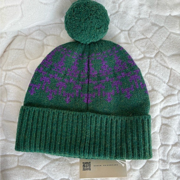 Tory Burch Merino Fair Isle Collection Scarf, Mittens & Hat Dark Ceramic Green - Picture 8 of 16